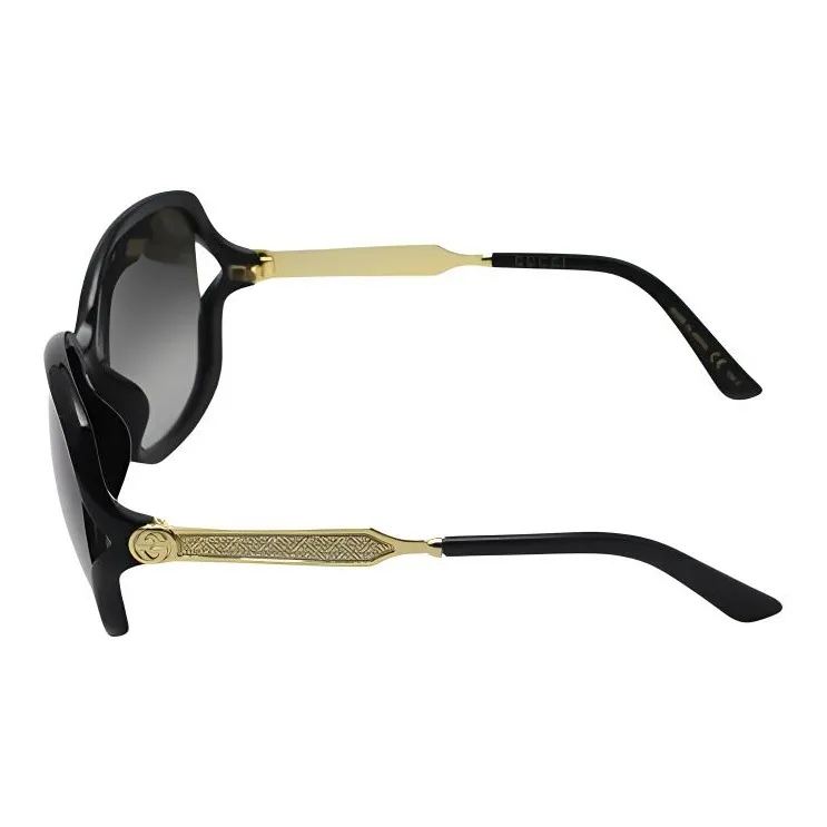 GUCCI Injection Molded Irregular Shape Sunglasses Women's Black-4