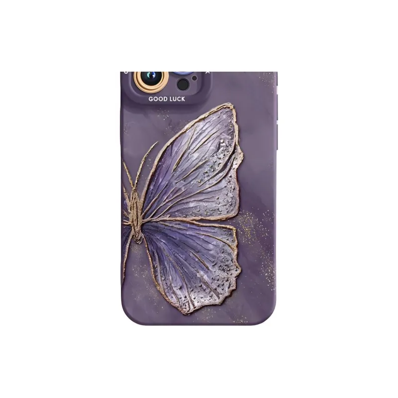 Wei Xin Silicone Material Purple Gold Butterfly Phone Cases Compatible With IPhone 16/15 Pro Max/Apple 13/14 Pro/Max-2