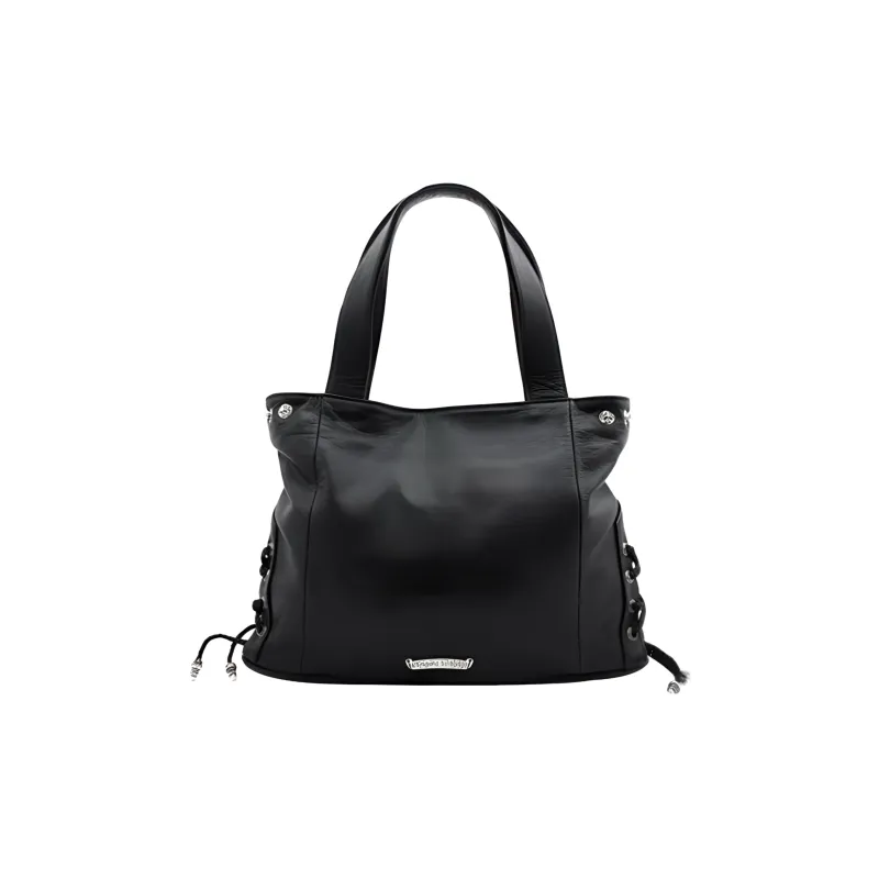 Chrome Hearts Leather Tote Bag Shopping Bag Handbag Women's Black-2