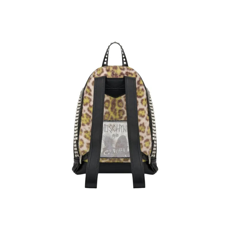 MOSCHINO Cow Leather With Fabric Backpack Regular Men's Olive Green-2