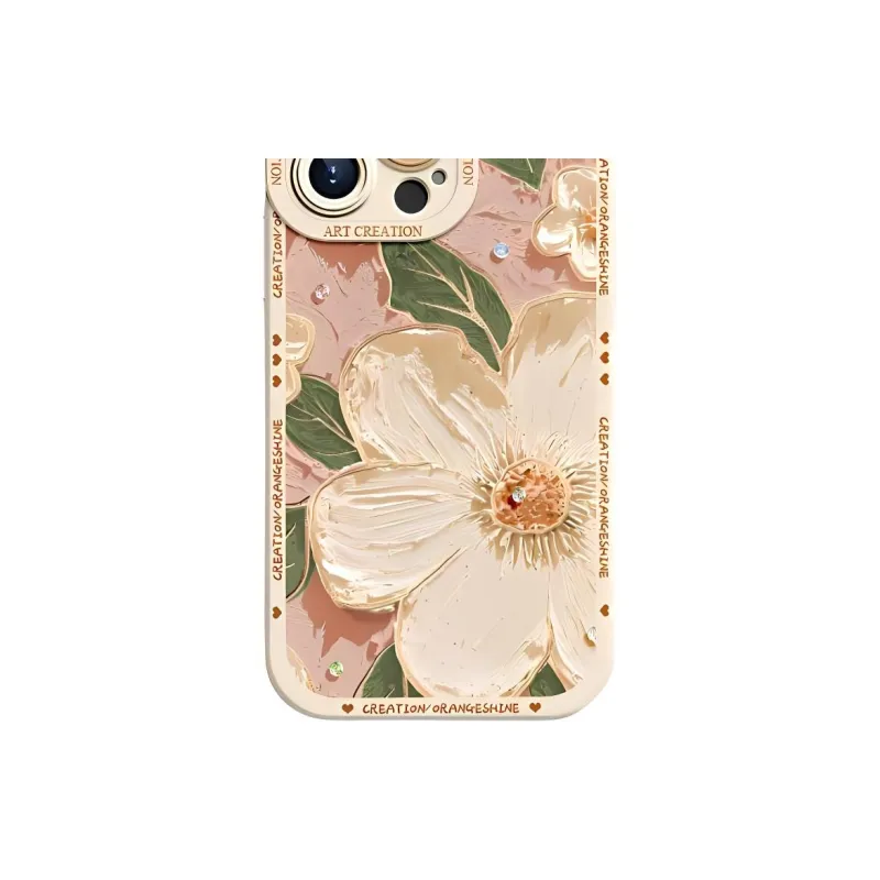 Wei Xin Silicone Material Pointed Diamond Camellia Phone Cases Compatible With IPhone 16/15 Pro Max/Apple 13/14 Pro/Max-2