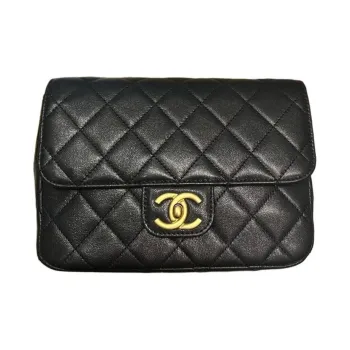 CHANEL Goatskin Flap Bag, Crossbody Bag, Shoulder Bag Mini Women's Black