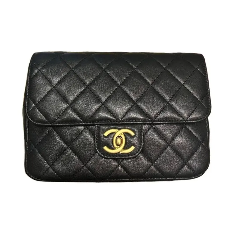 CHANEL Goatskin Flap Bag, Crossbody Bag, Shoulder Bag Mini Women's Black-0