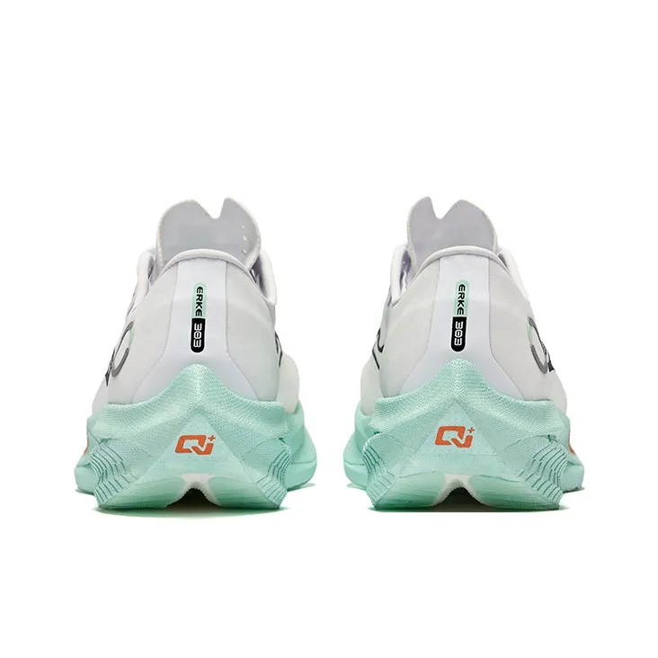 Erke Zhijing 2.0 Cushioning Wear-Resistant Rebound Low-Top Carbon Plate Casual Running Shoes Men's White Green Black-3