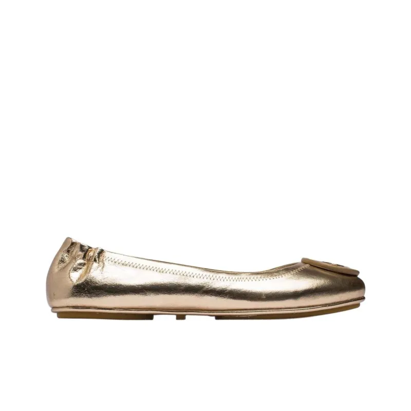 TORY BURCH Minnie Travel Ballet Flats Spark Gold Women's-1