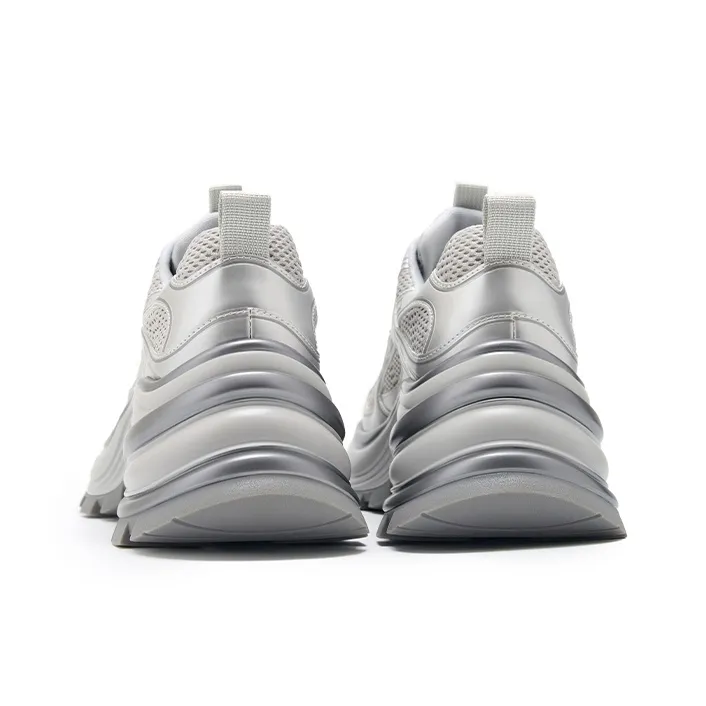 Talitaqoom Lightweight Height Increasing Low Top Chunky Sneakers Women's Silver-2