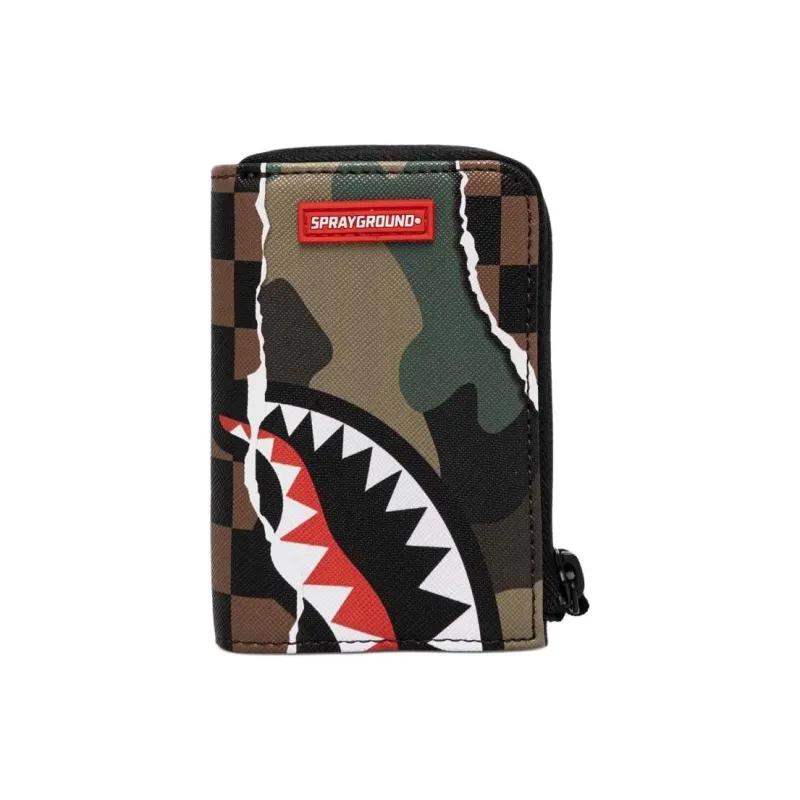 SPRAYGROUND Artificial Leather Card Holder Wallet Regular Unisex Brown Black-4