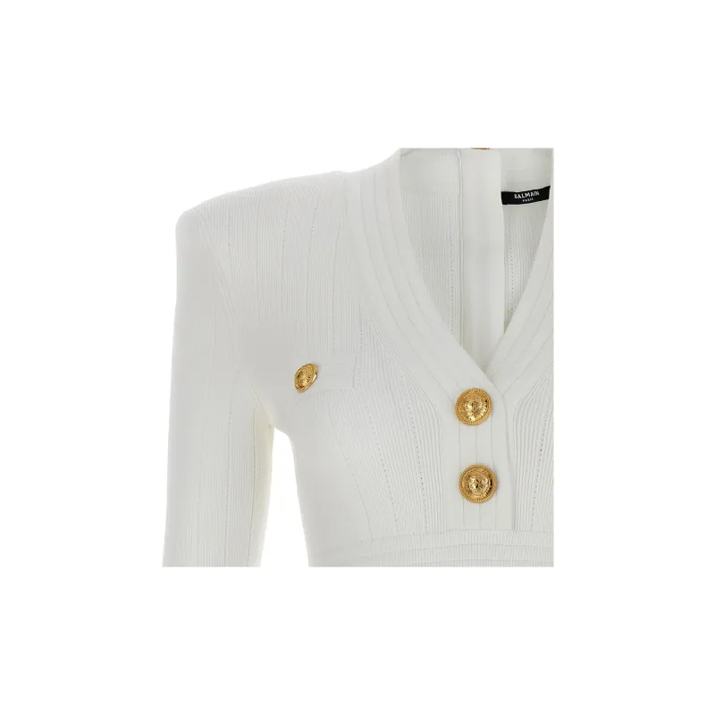 BALMAIN Long Sleeved Dress Women's White-2