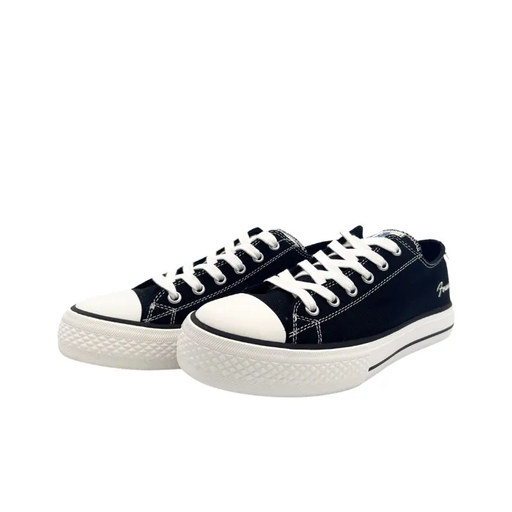 QIANJIN Low Top Canvas Shoes Unisex Black-1