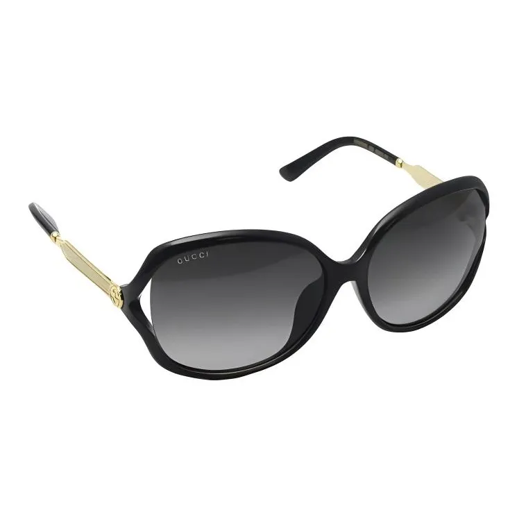 GUCCI Injection Molded Irregular Shape Sunglasses Women's Black-1