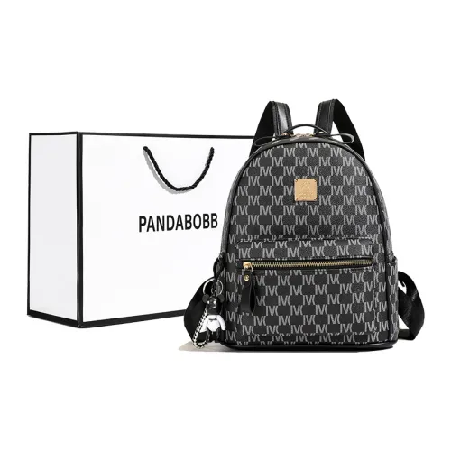 Bobby Bear Polyurethane Synthetic Leather Student Backpack Women's Backpack Large Size Women's Black/Ecru