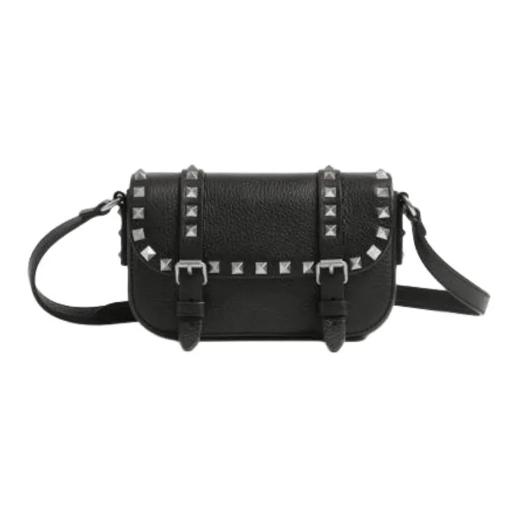 Valentino ROCKSTUD Grained Calfskin Crossbody Bag Shoulder Bag Mini Unisex Black-0