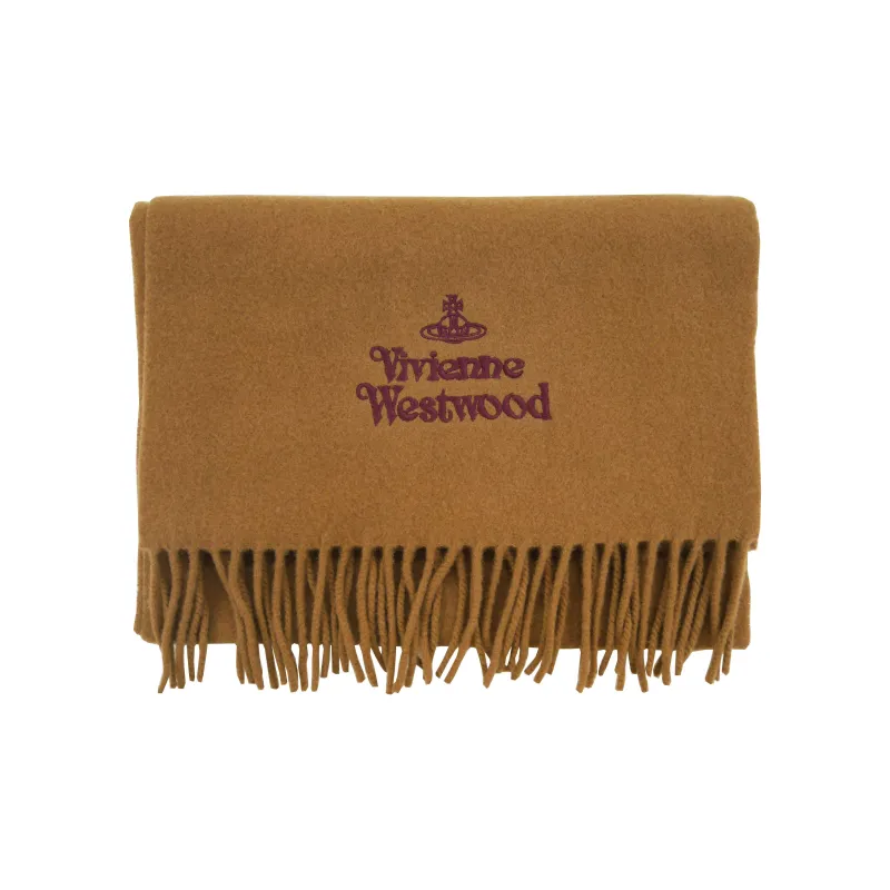 Vivienne Westwood Logo Embroidered Fringed Scarf-2