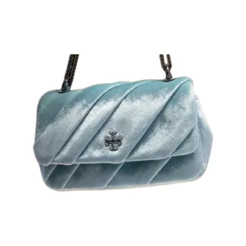TORY BURCH Kira Draped Velvet Mini Flap Bag Mist