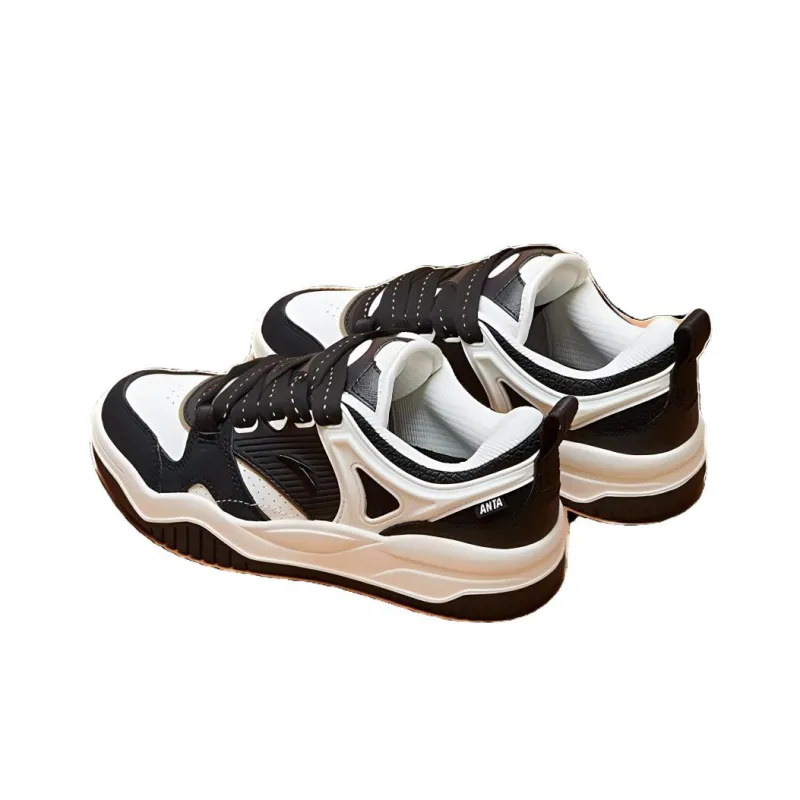 Anta Sea Salt Cushioning Wear Resistant Low Top Casual Shoes Women's Black White-1