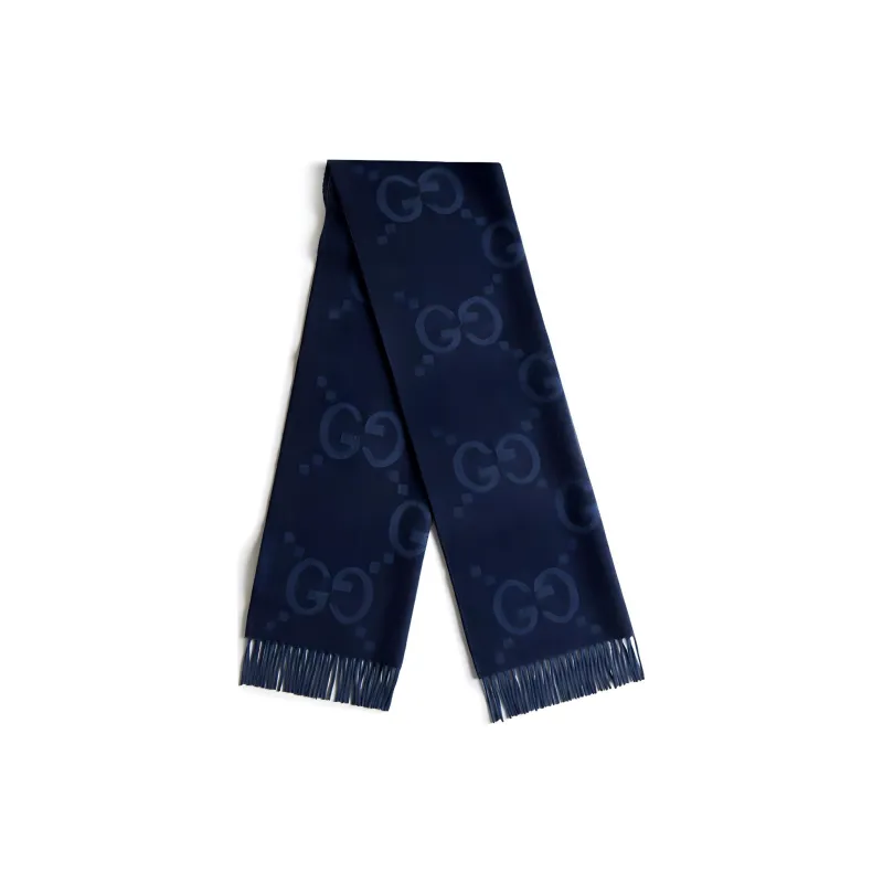 GUCCI Cashmere Knit Scarves Men's Blue-0