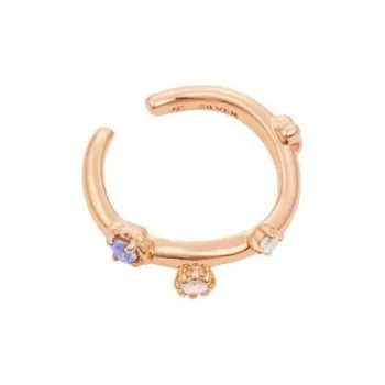 4℃ Silver Rose Gold Coated Tanzanite Cubic Zirconia Clip-On Earrings Women's Pink
