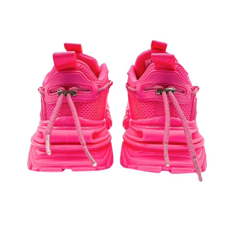 QIANJIN Cushioning, Slip Resistant, Coverage, Height Increasing Low Top Chunky Sneakers Unisex Rose Red-4