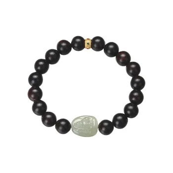 Cuiya Golden Building Bracelets Pale Greenish White Jade Unisex