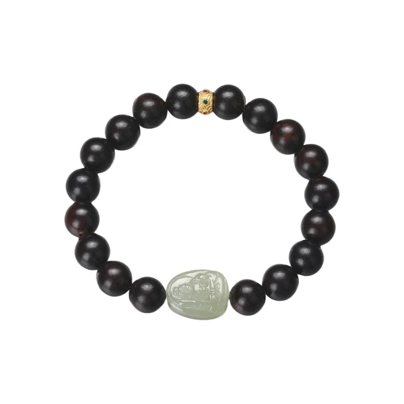 Cuiya Golden Building Bracelets Pale Greenish White Jade Unisex-0