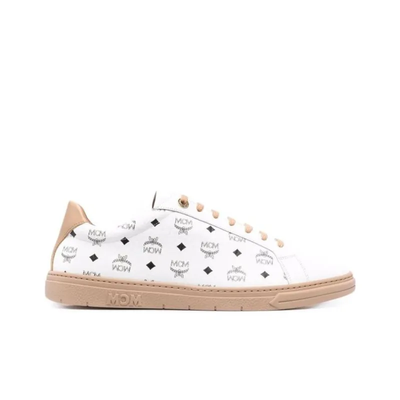 MCM Visetos Terrain Lo Skateboard Shoes Men's Beige-1