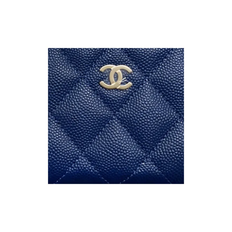 CHANEL Grain Bright Caviar Calfskin Coin Purse Women's Marine Blue-1