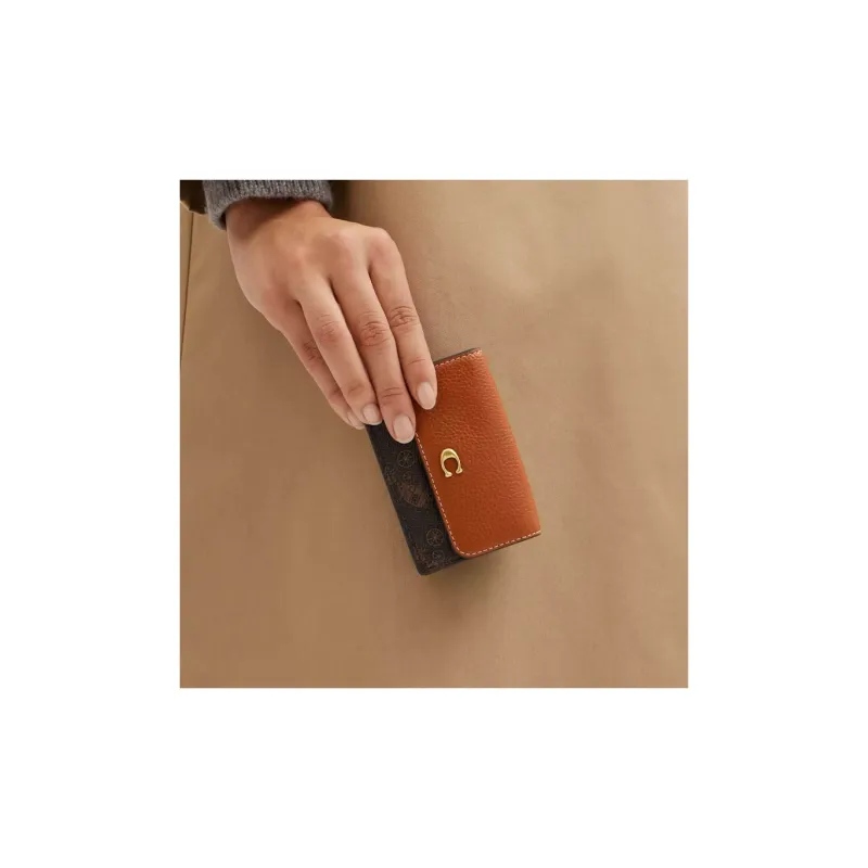 COACH Coated Canvas Wallet Mini Women's Black Umber-4