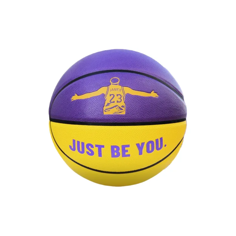 THREEHUAN PU Basketball Purple Yellow Size 5 Ball Training Unisex-0