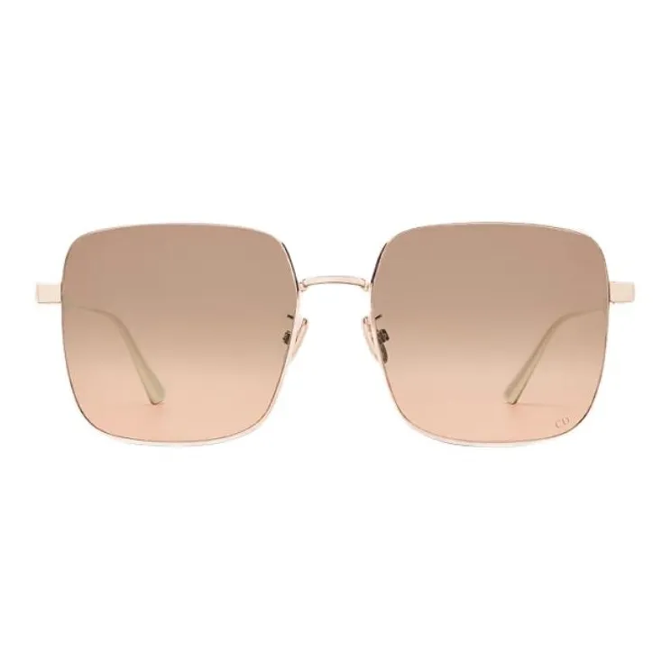DIOR Metal Square Sunglasses Unisex Gold-2