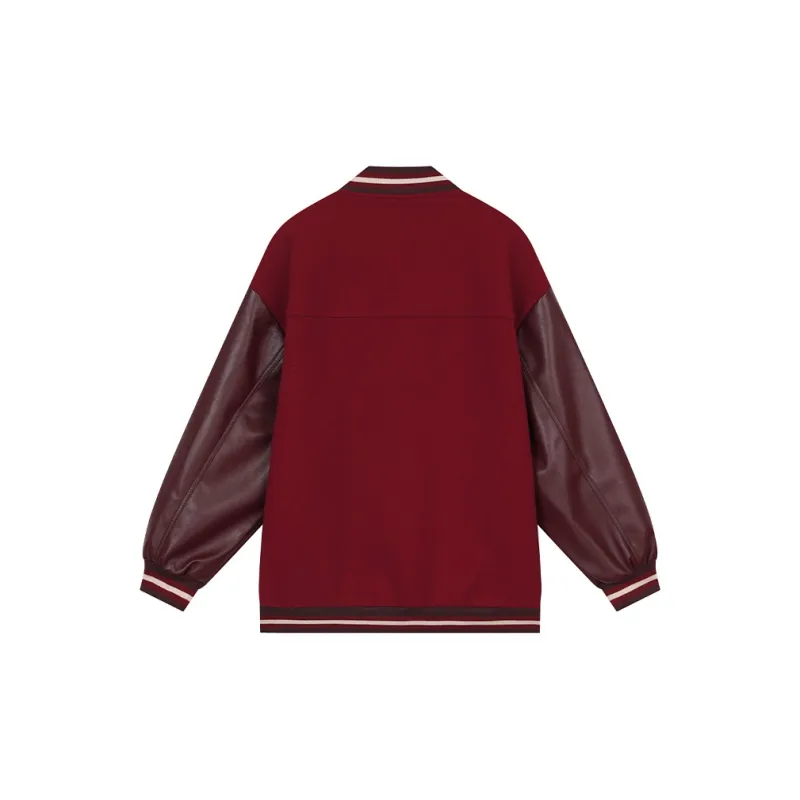 ELF SACK Baseball Jacket Women's Bear Burgundy-1