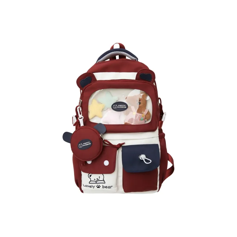 GOBLIN SHARKS 1759 Nylon Backpack Large Size Unisex Khaki/Red Blue/Black-5