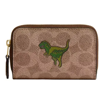 COACH Coated Canvas Wallet, Card Holder Small Size Women's Tan Multicolor