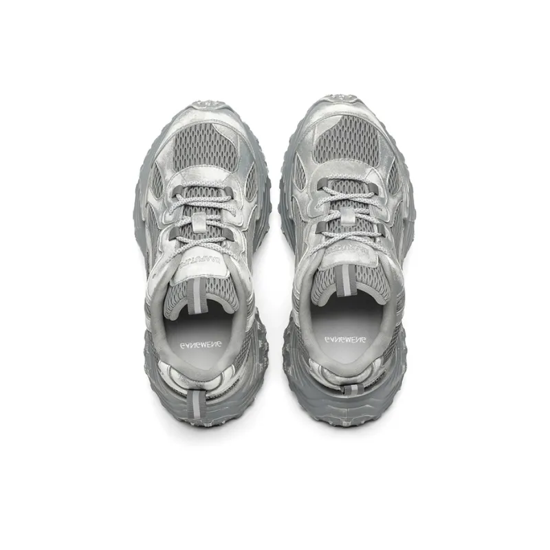 Hong Kong Meng Anti-Slip And Wear-Resistant Height Increasing Low-Top Chunky Sneakers Unisex Concrete Gray-4