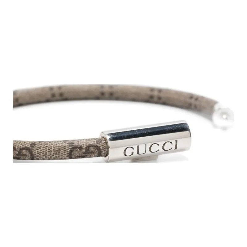 GUCCI Sterling Silver Trademark Gg Supreme Bracelet-1