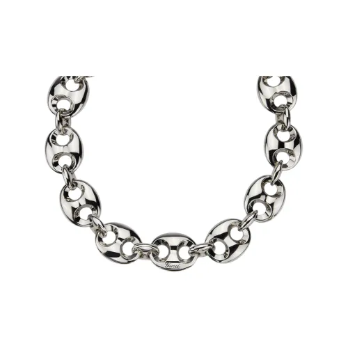 GUCCI Palladium Plated Metal Necklaces Men's Silver