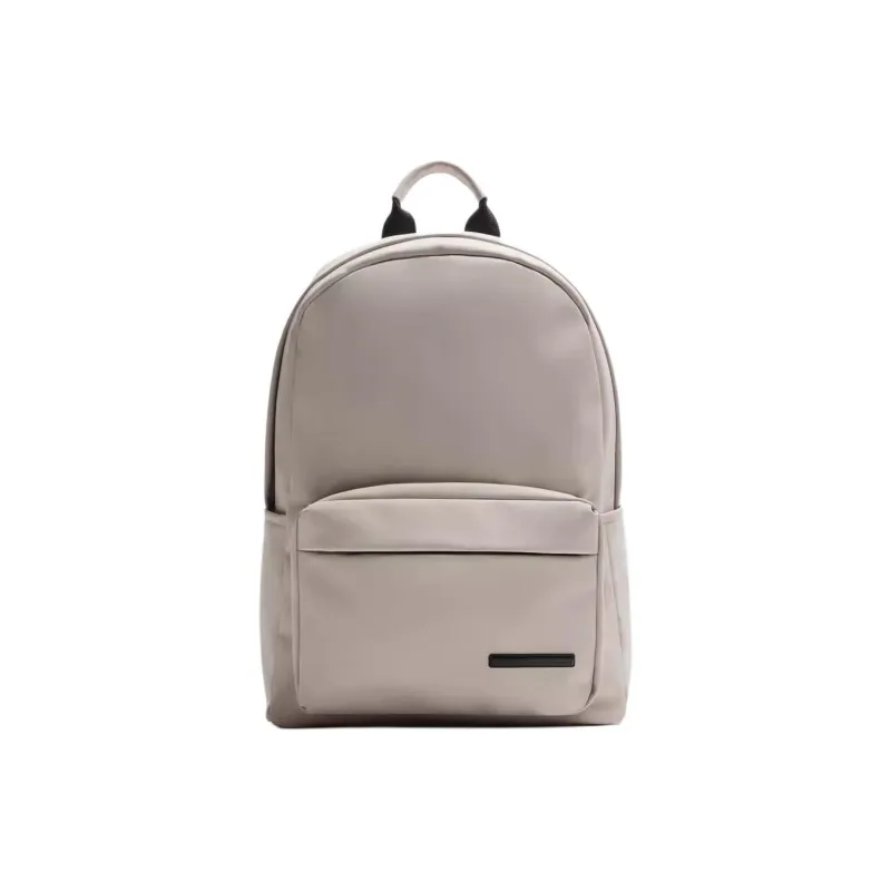 ZARA PU Backpack Medium Size Men's Light Beige Yellow/Khaki Green-0