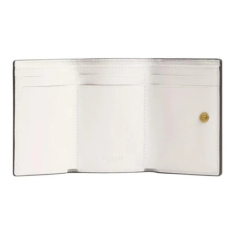 COACH Leather Wallet Mini Women's White & Red-2