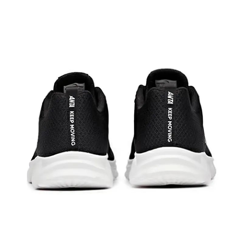 Anta Cushioning, Wear Resistant Low Top Casual Running Shoes Men's Black White-2