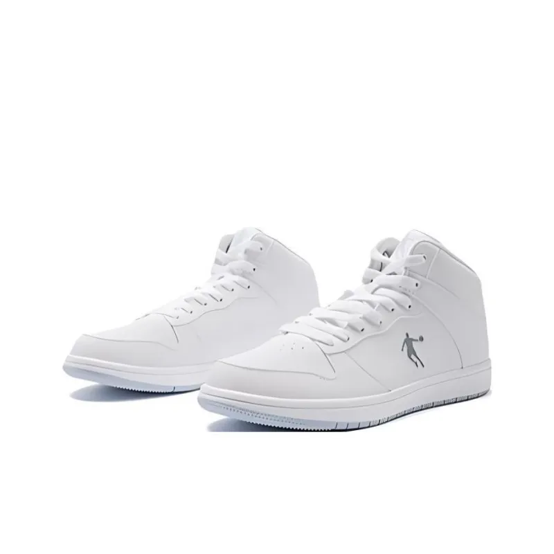 QIAODAN Skateboard Shoes Women's High Top Jordan White/Rain Blue-2