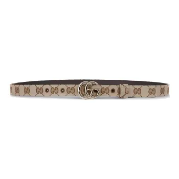 GUCCI   Leather Belts Unisex Khaki Width  2CM