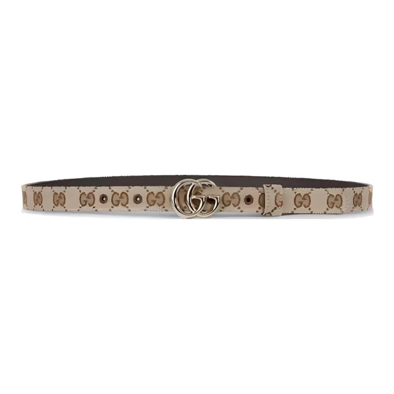 GUCCI   Leather Belts Unisex Khaki Width  2CM-0