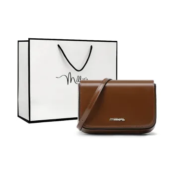 MILLIE'S Cow Leather With Synthetic Leather Shoulder Bag Tofu Bag Regular Women's Coffee/Black