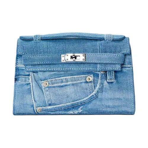 Margin Goods Denim Kelly Bag One Shoulder Handbags Small Size Women's Light Blue