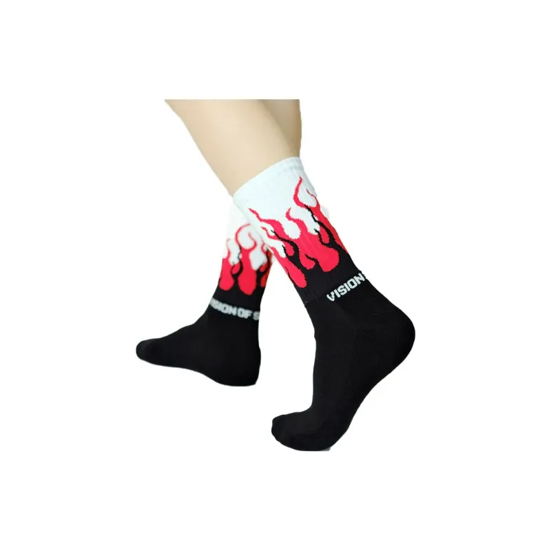 Vision Of Super Double Flame print Socks-1