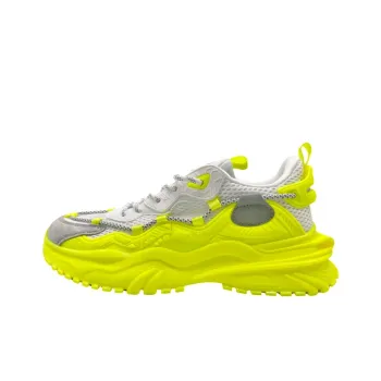 QIANJIN Cushioning, Slip Resistant, Coverage, Height Increasing Low Top Chunky Sneakers Men's Neon Green