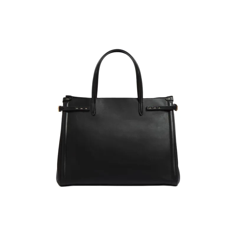 Valentino Calfskin Shoulder Bag Crossbody Bag Handbag Medium Size Unisex Black-3