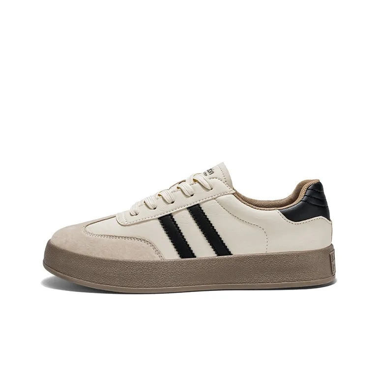 AGSDON Non slip Lightweight Low Top Skateboard Shoes Men's Beige Yellow-0
