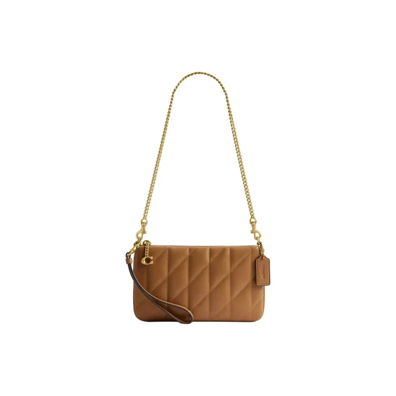 COACH Nappa Leather Handbag Shoulder Bag Small Size Women's Honey Brown-0