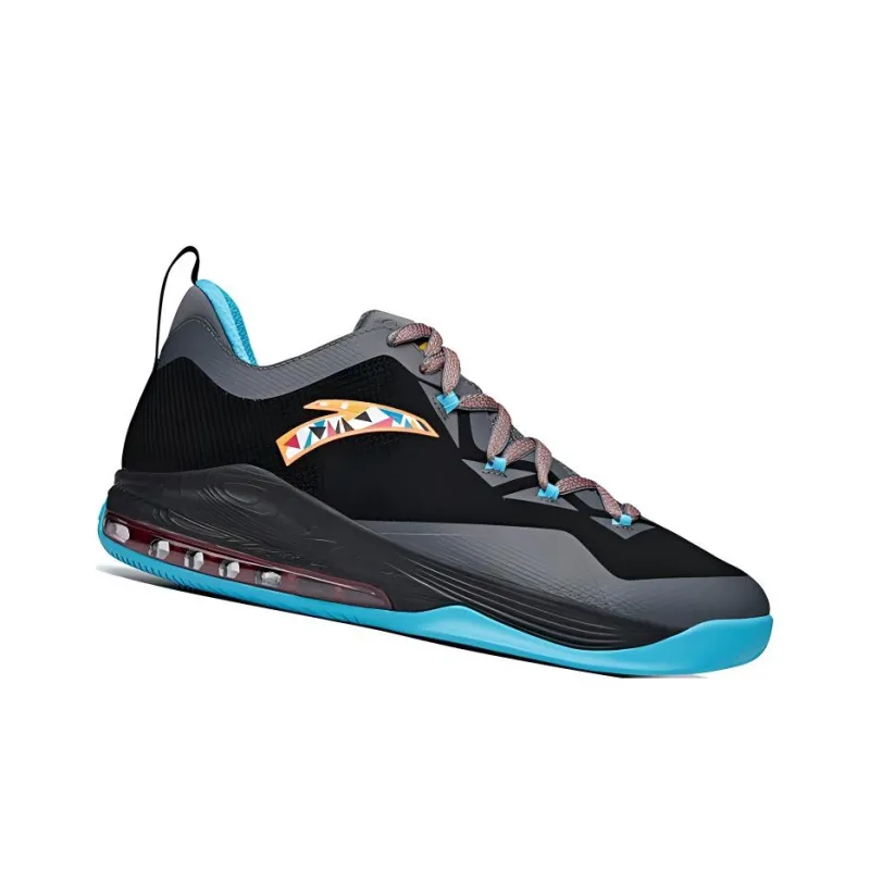 Anta Divine Shield Cushioning Anti Slip Wear Resistant Breathability Low Top Basketball Shoes Men's Gray Black Blue-2