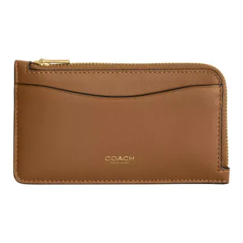 COACH Calfskin Card Holder Mini Women's Honey Brown